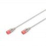 Digitus | Patch cord | CAT 6 U-UTP Slim patch cord | 2 m | Grey | Modular RJ45 (8/8) plug | Transparent red coloured connector - 2